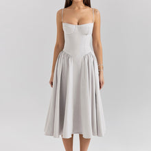 Load image into Gallery viewer, Spaghetti Cupped Slim Flare Midi Dress

