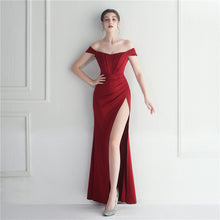Load image into Gallery viewer, Off Shoulder High Slit Nightclub Wedding Banquet Evening Dress
