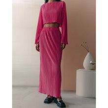 Load image into Gallery viewer, Pleated Flare Sleeve Crop Top + Pencil Skirt Two Piece Set
