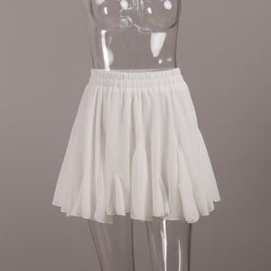 Spliced Frilled Mini Pleating Skirt