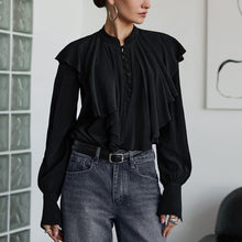 Load image into Gallery viewer, Frilled Stand Collar Oversized Blouse
