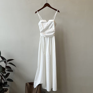Ruched Spaghetti Smocked A Line Maxi Dress