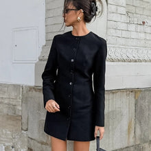 Загрузить изображение в средство просмотра галереи, Round Neck Long Sleeve A Line Button Up Blazer Dress
