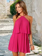 画像をギャラリービューアに読み込む, Halter Neck Double-layer Pleated Mini Dress
