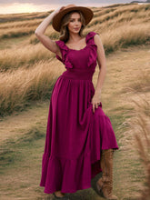 画像をギャラリービューアに読み込む, Off Shoulder Smocking Ruffle Maxi Dress
