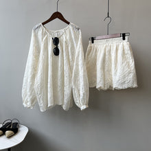 Load image into Gallery viewer, Embroidered Lace Blouse + Shorts Two Piece Set
