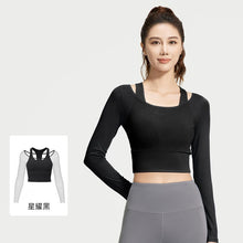 Laden Sie das Bild in den Galerie-Viewer, Women&#39;s Long Sleeve Workout Shirts - Breathable Mesh Yoga Top Built in Bra Slim Fit Athletic Wear
