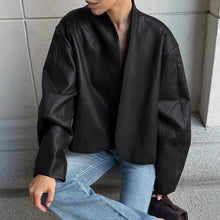 Load image into Gallery viewer, High Street Long Sleeve Oversized PU Jacket

