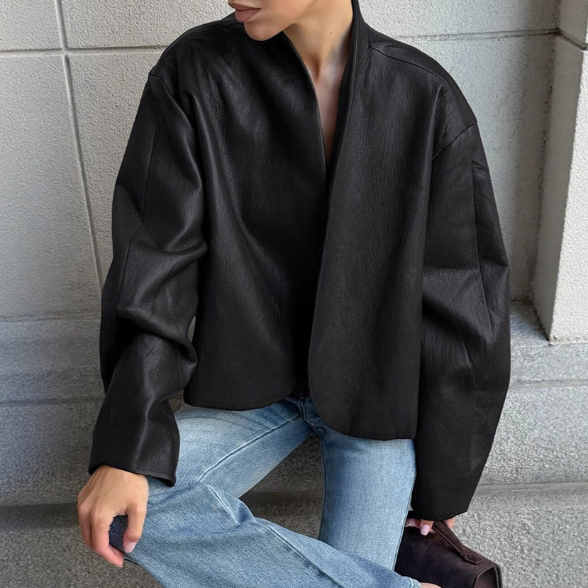 High Street Long Sleeve Oversized PU Jacket