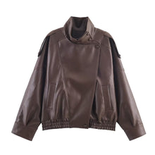 Laden Sie das Bild in den Galerie-Viewer, Stand Collar Pu Biker Jacket 街
