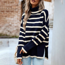 画像をギャラリービューアに読み込む, Stripe High Collar Oversized Sweater
