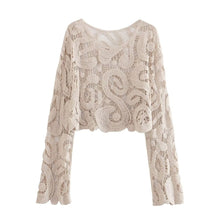 Загрузить изображение в средство просмотра галереи, Long Sleeve Crochet Floral Blouse Top
