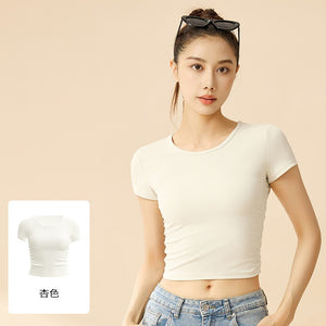 High Elastic Yoga Shirt Women - Striped Breathable Slim Fit Workout Tops