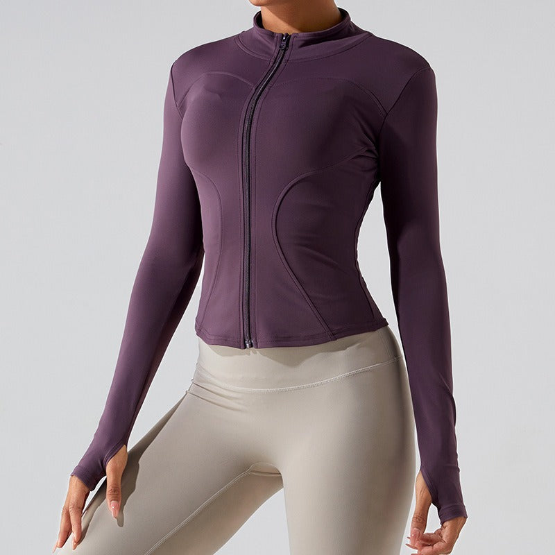 Ladies Long Sleeve Quick Dry Yoga Jacket Running Gym Sporty Jacket