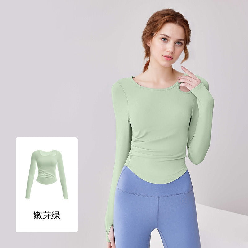 Asymmetric Shoulder Cut-Out Long Sleeve Yoga Top