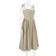 Load image into Gallery viewer, Spaghetti Cupped Slim Flare Midi Dress
