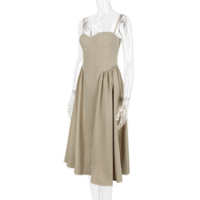 Load image into Gallery viewer, Spaghetti Cupped Slim Flare Midi Dress
