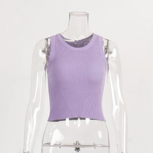 Sleeveless Rib Knit Crop Top