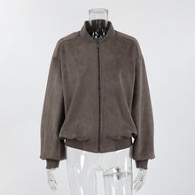 Load image into Gallery viewer, Vintage Grey Suede Knit V Neck Oversized Jacket
