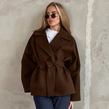 Load image into Gallery viewer, Short Belted Woolen Blazer Coat

