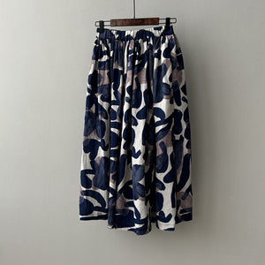 Oil Painting Printing High Waist A Line Flare Skirt