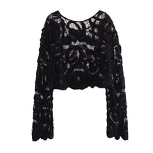 Загрузить изображение в средство просмотра галереи, Long Sleeve Crochet Floral Blouse Top
