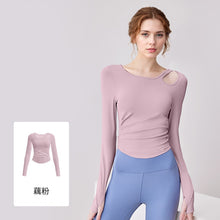 Load image into Gallery viewer, Asymmetric Shoulder Cut-Out Long Sleeve Yoga Top
