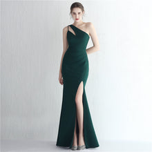 Load image into Gallery viewer, Satin Slim One Shoulder Long Mermaid Evening Dress
