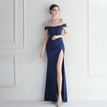 Load image into Gallery viewer, Off Shoulder High Slit Nightclub Wedding Banquet Evening Dress
