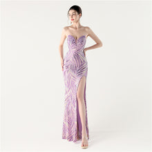 Load image into Gallery viewer, Slim Beaded Sequin Strapless Evening Dress

