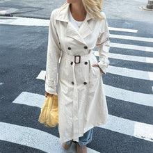 Load image into Gallery viewer, Woman Solid Double Breast Wind Breaker
