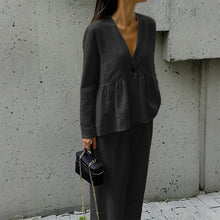 Загрузить изображение в средство просмотра галереи, Long Sleeve T shirt+Straight Wide Leg Trousers Two Piece Set
