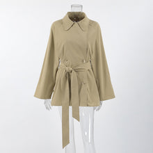 Load image into Gallery viewer, Khaki Belted Midi Windbreaker Jacket
