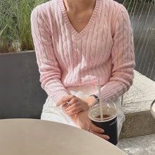 Load image into Gallery viewer, V Neck Cable Pattern Sweater
