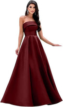 Laden Sie das Bild in den Galerie-Viewer, Satin Strapless Long Flare Coming-of-Age Ceremony Chorus Art Performance Event Dress
