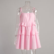 画像をギャラリービューアに読み込む, Spaghetti Tie Bow Backless Flared Mini Tiered Dress
