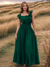 画像をギャラリービューアに読み込む, Off Shoulder Smocking Ruffle Maxi Dress
