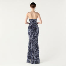 Load image into Gallery viewer, Slim Beaded Sequin Strapless Evening Dress
