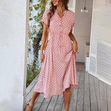 Загрузить изображение в средство просмотра галереи, Polka Dot Printed High Waist Belted Midi Dress
