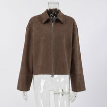 Load image into Gallery viewer, Vintage Brown Suede Lapel Collar Oversized Maillard Jacket
