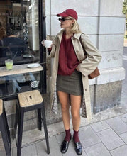 Load image into Gallery viewer, Turn-down Collar Single Breasted Contrast Long Windbreaker
