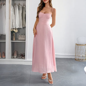fitted lace wedding dress Spaghetti Backless Cupped Maxi Dress – Jasmine Wei Factory Shop