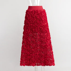 Elastic Waist 3D Floral Event Skirt