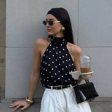 Cargar imagen en el visor de la galería, Acetate Polka Dot Halter Neck Top
