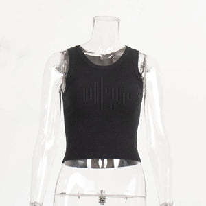Sleeveless Rib Knit Crop Top