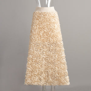 Elastic Waist 3D Floral Event Skirt