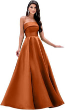 Laden Sie das Bild in den Galerie-Viewer, Satin Strapless Long Flare Coming-of-Age Ceremony Chorus Art Performance Event Dress
