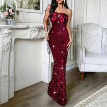 Load image into Gallery viewer, Elegant Bow Strapless Shiny Mermaid Evening Dress
