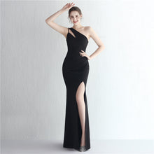 Load image into Gallery viewer, Satin Slim One Shoulder Long Mermaid Evening Dress

