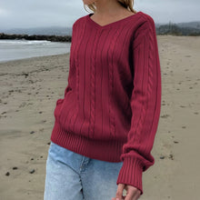 Load image into Gallery viewer, V Neck Cable Pattern Sweater
